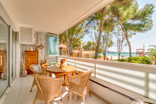 Balcony with sea views