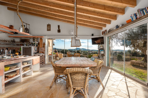 Large summer kitchen with stunning views