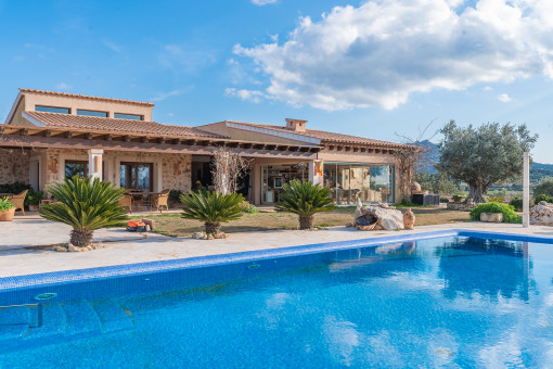 View to the natural stone finca