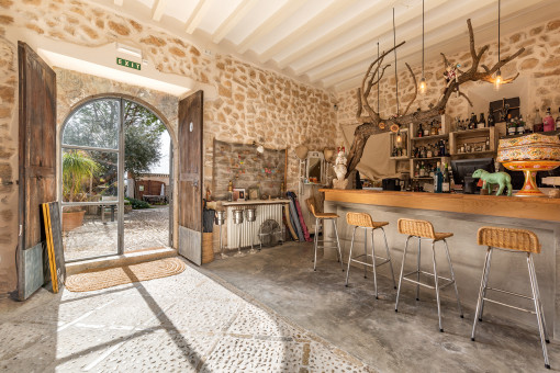 Entrance to the main house with bar area