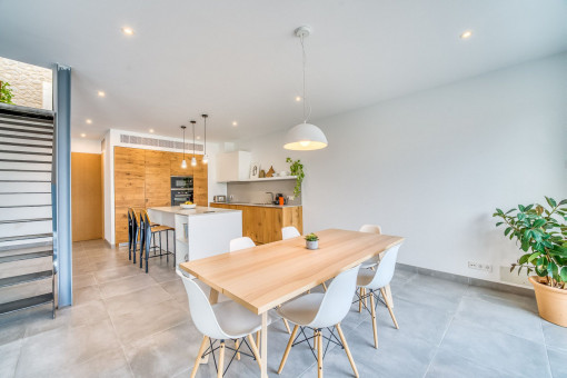 Dining area and kitchen