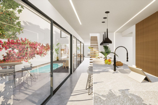 Kitchen with panoramic windows