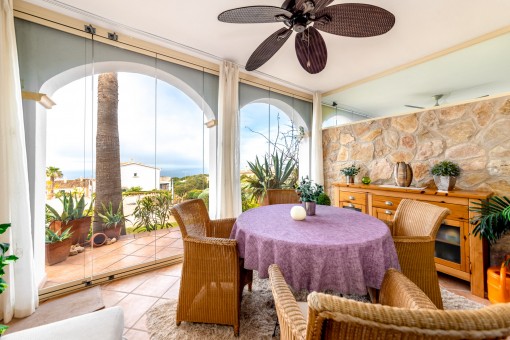 Winter garden with dining area