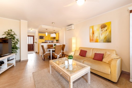 Open living and dining area