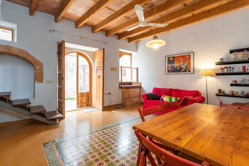 Open living area and kitchen