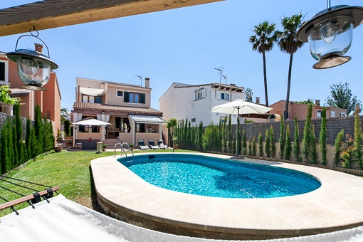 Pool is surrounded by a terrace