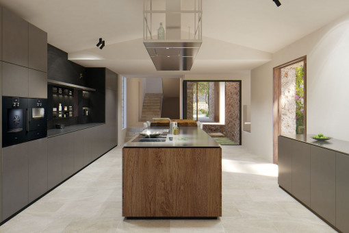 Modern kitchen with cooking island