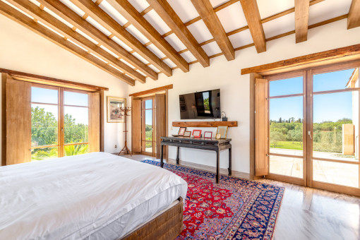 Bedroom with garden views
