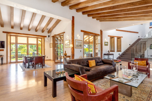 Open living and dining area