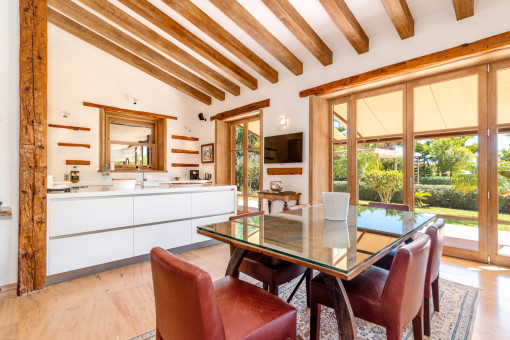 American kitchen and the dining area