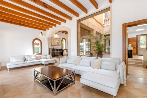 Beautiful living room with high ceilings