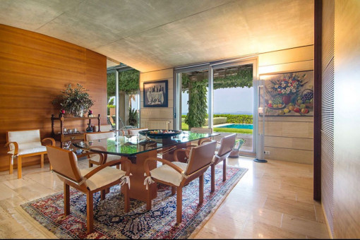 Luxurious dining area with terrace access