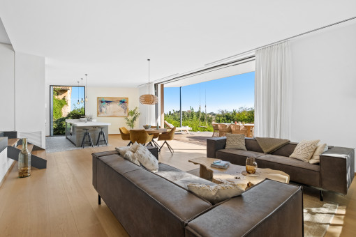 Open living and dining area