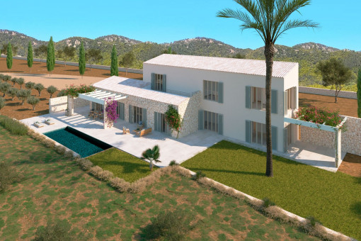 View of the finca with pool