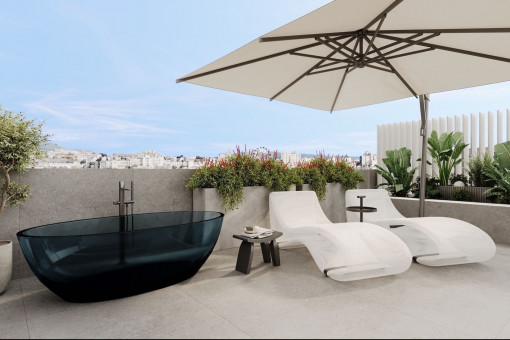 Roof terrace with sun loungers