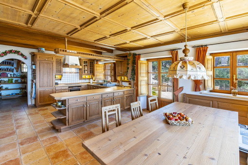 Rustic kitchen and dining area