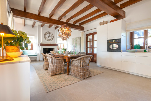 Dining area and kitchen