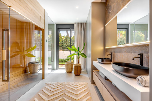 Luxury bathroom with sauna
