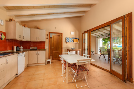 Bright kitchen with garden views