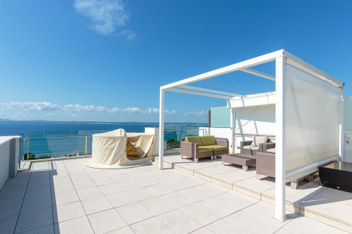Roof terrace with impressive sea views and chill-out area