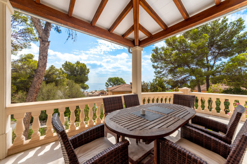 Covered outdoor dining area