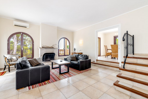 Living area with fireplace