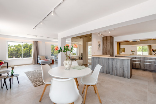 Modern, open-plan living area