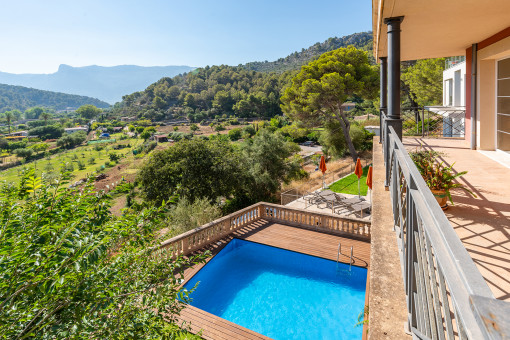 Terrace overlooking the pool 