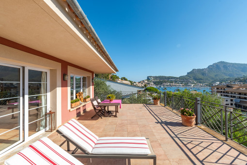 Sunny terrace with panoramic views