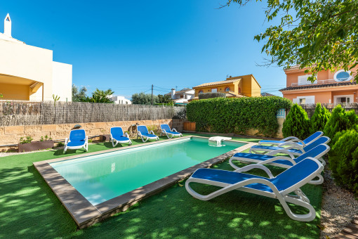 Pool area from the villa