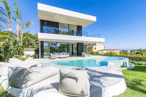 Modern pool area with terrace