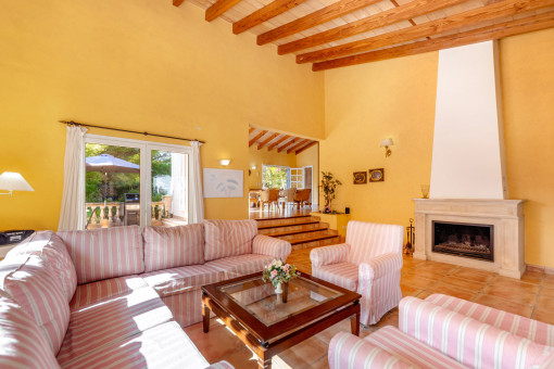 Living area with fireplace