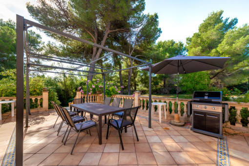 Large terrace with seating and barbecue