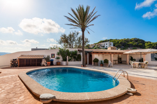 Pool is surrounded by a terrace