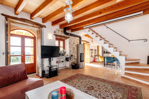 Living room with fireplace