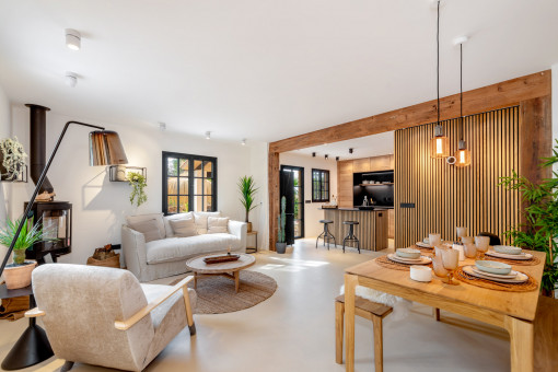 Open plan living and dining area