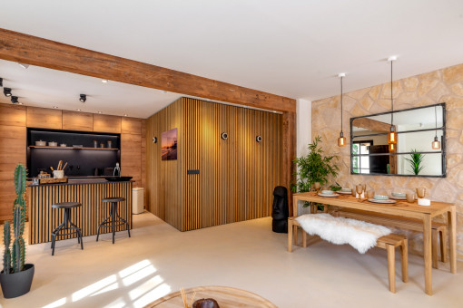 Dining area and kitchen