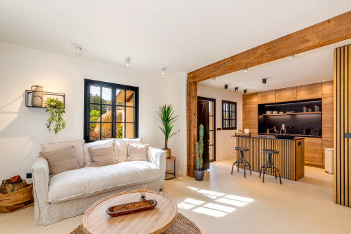 Living area adjacent to the kitchen