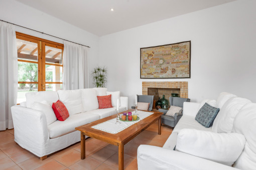 Comfortable living area with fireplace