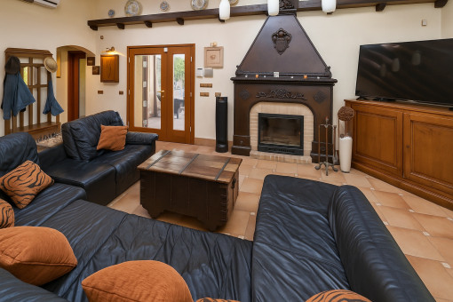 Cozy living area and entrance door