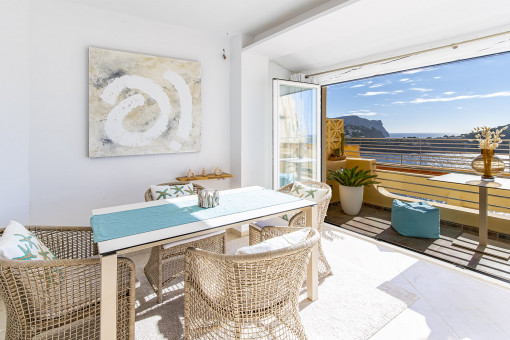 Dining area with balcony access