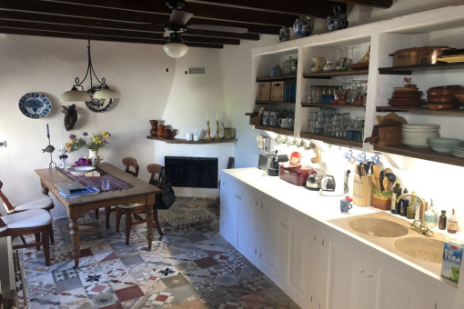 Open kitchen and dining area