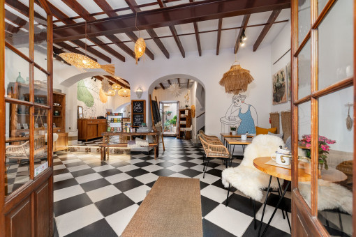 Attractive cafe on the ground floor