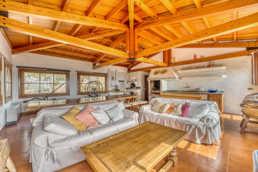 Open plan design on the rooftop floor