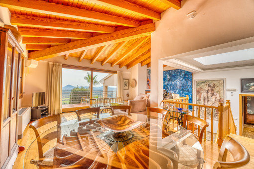 Living and dining area on the upper floor