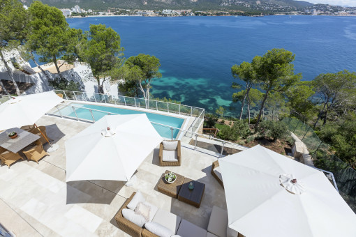 Pool area with breathtaking sea views