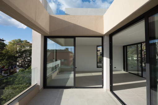 One of a total of three terraces on the living level