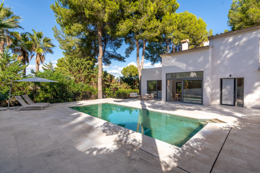 Generous terrace area with pool