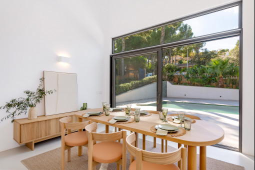 Bright dining area filled with natural light