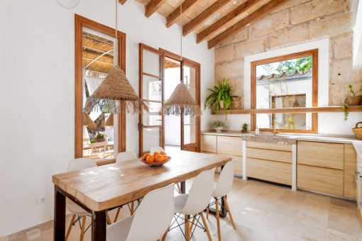 Dining area and kitchen